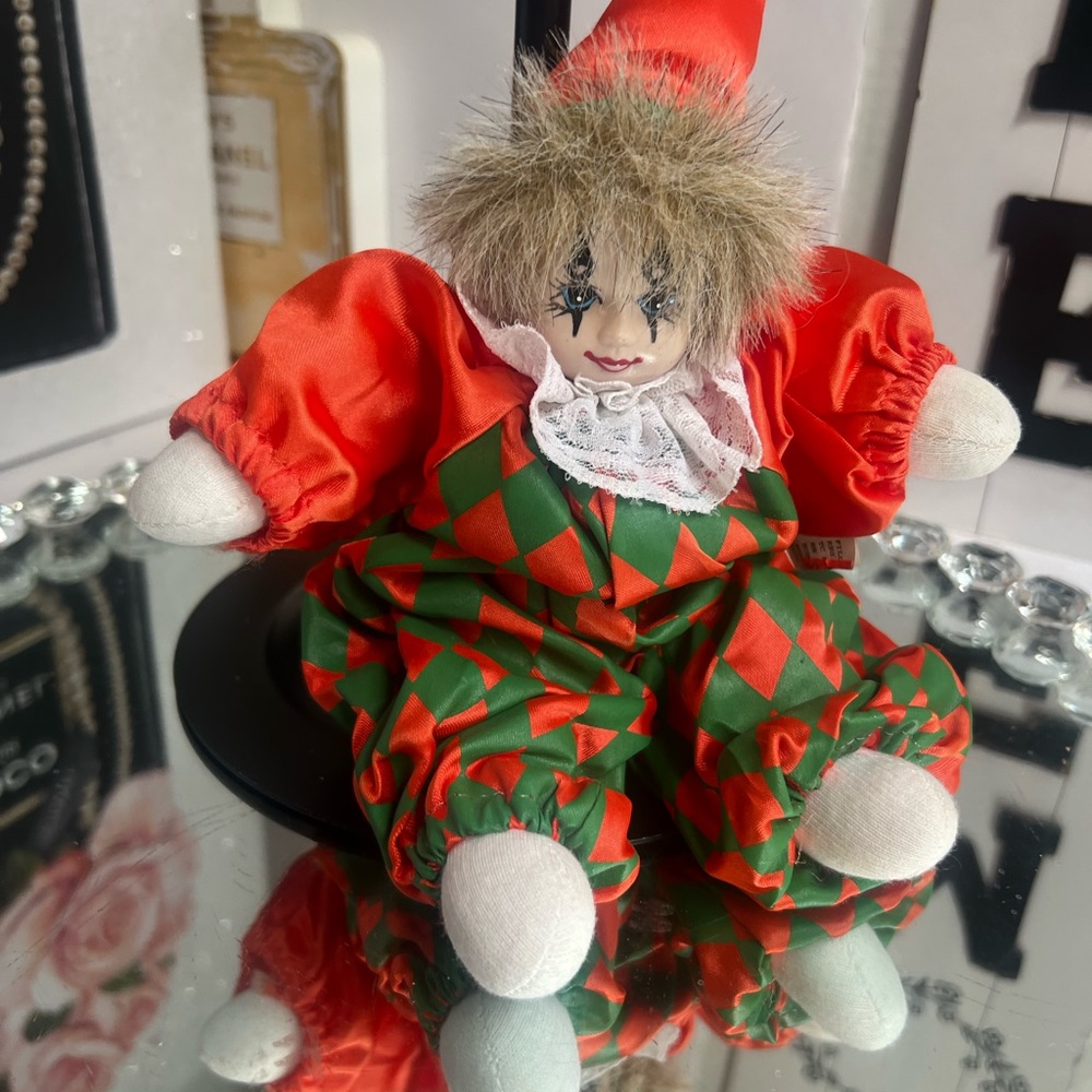 Vintage 90’s 6 inch Porcelain Colorful Clown Doll